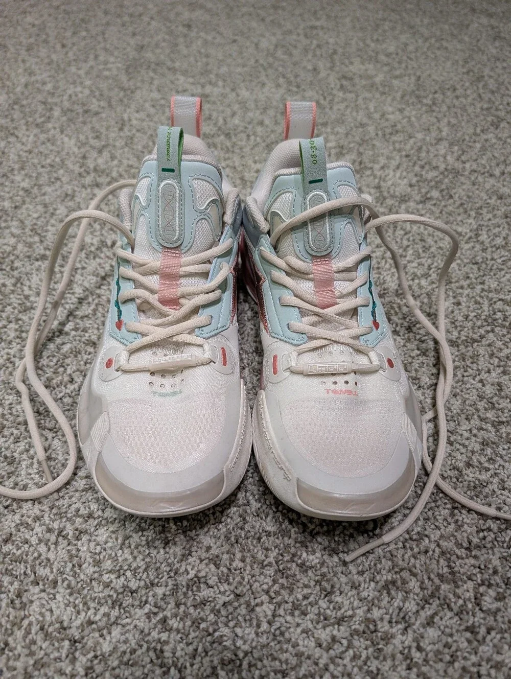 Men's Athletic Shoes - Pastel White Pink Blue